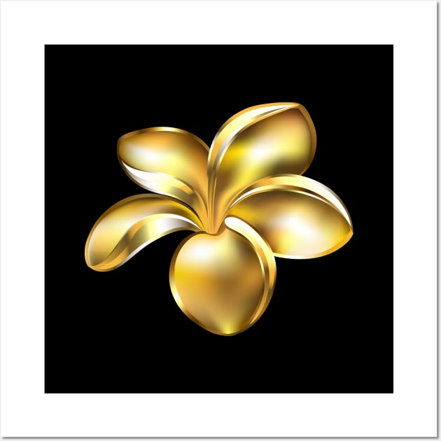 Gold plumeria flower Wall Art by Blackmoon9